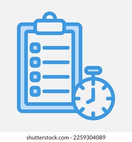 Icono de informe en azul, uso para presentación de aplicaciones móviles del sitio web