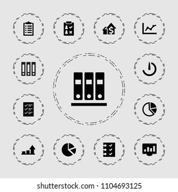Report icon. collection of 13 report filled icons such as chart on display, checklist, stopwatch camera, graph, pie chart, chart. editable report icons for web and mobile.