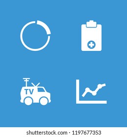 Report icon. collection of 4 report filled icons such as tv van, chart, medical clipboard. editable report icons for web and mobile.