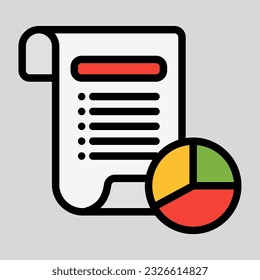Report icon in filled line style, use for website mobile app presentation
