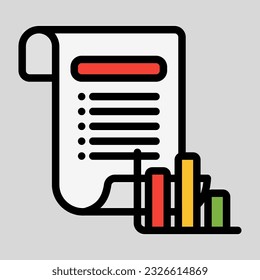 Report icon in filled line style, use for website mobile app presentation