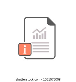 Report icon with information sign. Report icon and about, faq, help, hint symbol. Vector icon