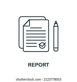 Icono de informe. Elemento de línea de la colección universitaria. Signo de icono Informe lineal para diseño web, infografías y más.