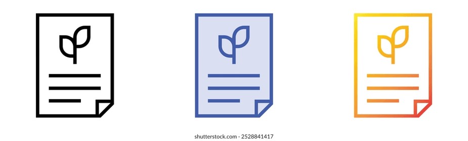 icono de informe. Lineal, relleno azul y diseño de estilo degradado aislado sobre fondo blanco
