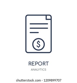 Report icon. Report linear symbol design from Analytics collection. Simple outline element vector illustration on white background.