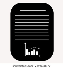 Report icon with lines and black bar chart showing indicators of instability, unstable business. Vector illustration.