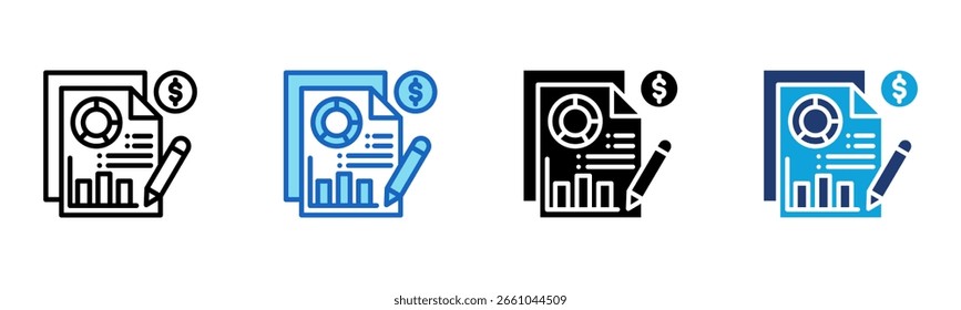 Ícone de relatório Ilustração de vetor de vários estilos