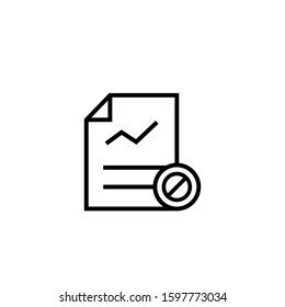 Report icon with not allowed sign in lineart style on white background, Report icon and block, forbidden, prohibit symbol