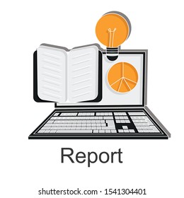 Report icon on white background. Creative idea design use for your project. Flat vector illustration for template, mobile app, presentation or web page.