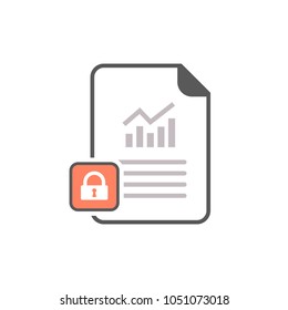 Report icon with padlock sign. Report icon and security, protection, privacy symbol. Vector icon