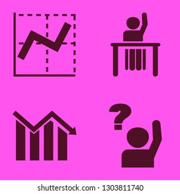 report icon set with ask pupil, graph and descending graph vector illustration