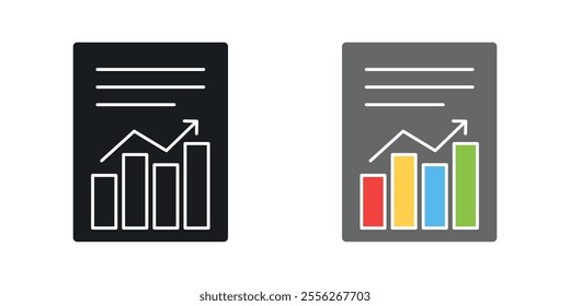 Report icon set in black and colored versions.
