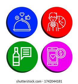 conjunto de iconos de informe. Colección de revisión, gráfico circular, iconos de lealtad
