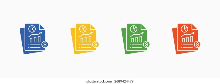 Conjunto de Ícones de Relatório Cor Coleção de Vários Estilos