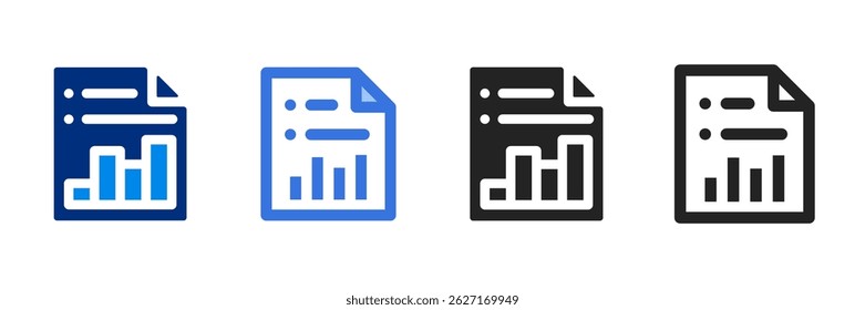 Conjunto de iconos de informe Ilustración vectorial de estilos múltiples