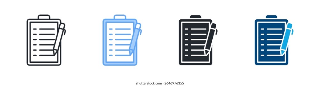 Report Icon Set Multiple Style. Designed In Outline, Blue, Glyph, Dual Tone