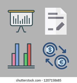 report icon set. vector set about document, bar chart and exchange icons set.
