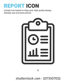 Report icon vector with outline style isolated on white background. Vector illustration result sign symbol icon concept for digital business, finance, industry, company, apps, web and project