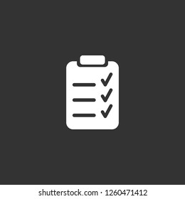 Berichtssymbol-Vektorgrafik. Berichtszeichen auf schwarzem Hintergrund. Berichtssymbol für Web und App