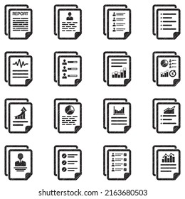 Report Icons. Black Scribble Design. Vector Illustration.