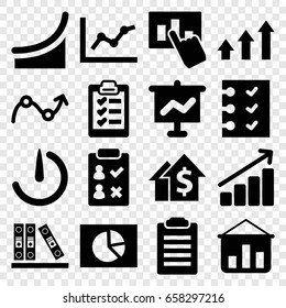 Report icons set. set of 16 report filled icons such as binder, checklist, stopwatch camera, clipboard, graph, hand on graph, chart, pie chart, dolar growth, check list