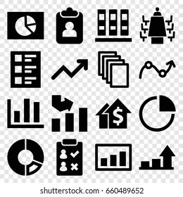 Report icons set. set of 16 report filled icons such as graph, paper, checklist, meeting, pie chart, binder, chart, dolar growth, check list