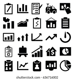 Report icons set. set of 25 report filled icons such as board, graph, check list, tv van, medical clipboard, stopwatch camera, hand on graph, chart, pie chart, dolar growth