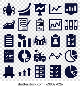 Report icons set. set of 25 report filled icons such as board, graph, check list, tv van, clipboard, pie chart, checklist, binder, meeting, chart, graph on board