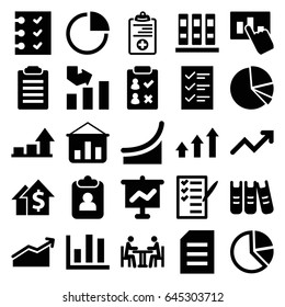 Report icons set. set of 25 report filled icons such as graph, check list, medical clipboard, pie chart, checklist, meeting, binder, hand on graph, chart, dolar growth