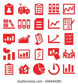 Report icons set. set of 25 report filled icons such as graph, clipboard, check list, tv van, binder, pie chart, meeting, stopwatch camera, checklist, hand on graph, chart