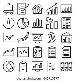 Report icons set. set of 25 report outline icons such as board, graph, clipboard, check list, medical clipboard, checklist, binder, stopwatch camera, chart, pie chart