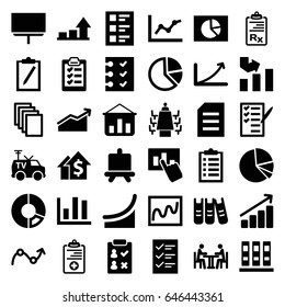 Report icons set. set of 36 report filled icons such as board, graph, paper, check list, tv van, medical clipboard, clipboard, pie chart, checklist, meeting, binder