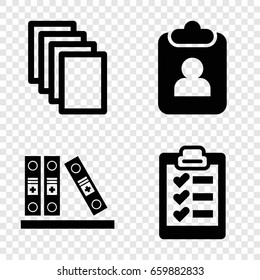 Report icons set. set of 4 report filled icons such as paper, binder