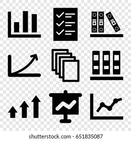 Report icons set. set of 9 report filled icons such as paper, binder, graph, checklist, chart