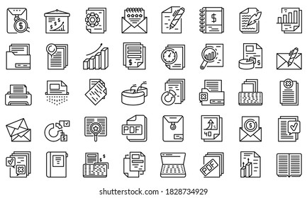 Zeichnet Symbole aus. Rahmenset für Berichtsvektorsymbole für Webdesign einzeln auf weißem Hintergrund