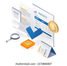 Report invoice in month isometric illustration