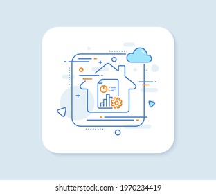 Report line icon. Abstract vector button. Column graph, pie chart sign. Market analytics symbol. Report line icon. Home concept badge. Vector