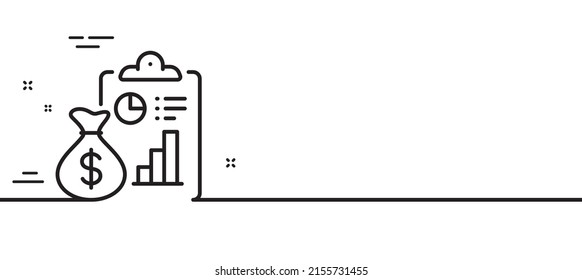 Report line icon. Accounting clipboard document sign. Budget info symbol. Minimal line illustration background. Report line icon pattern banner. White web template concept. Vector