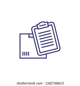 Report line icon. Box, parcel, checklist, document. Logistics concept. Can be used for topics like delivery, shipment, checking, customer service