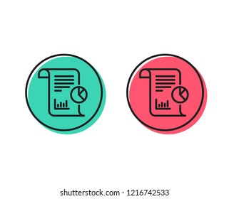 Report line icon. Business management sign. Company statistics symbol. Positive and negative circle buttons concept. Good or bad symbols. Report Vector