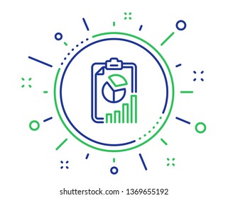 Report line icon. Column graph, pie chart sign. Market analytics symbol. Quality design elements. Technology report button. Editable stroke. Vector