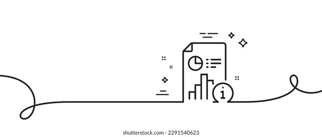 Icono de línea de informe. Una línea continua con curl. Firma del documento de investigación. Símbolo de información de análisis de datos. Informe una cinta de esquema única. Patrón de curva de bucle. Vector