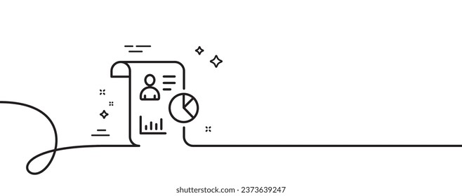Report line icon. Continuous one line with curl. Business management sign. Employee statistics symbol. Report single outline ribbon. Loop curve pattern. Vector