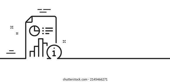 Icono de línea de informe. Firma del documento de investigación. Símbolo de información de análisis de datos. Fondo mínimo de la ilustración de línea. Banner de patrón de icono de línea de informe. Concepto de plantilla web blanca. Vector