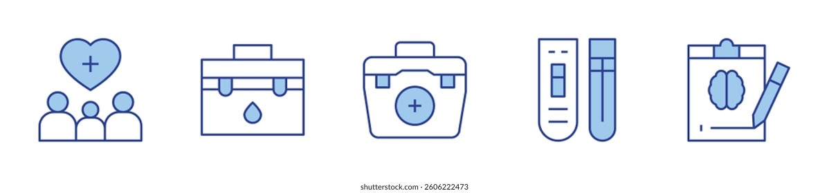 report, medical kit, medical test, support. Medical Icon vector illustration. Line Duotone style. Editable stroke.