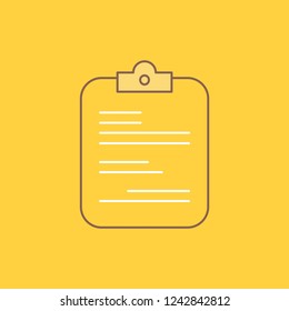 report, medical, paper, checklist, document Flat Line Filled Icon. Beautiful Logo button over yellow background for UI and UX, website or mobile application