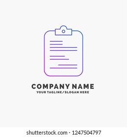 report, medical, paper, checklist, document Purple Business Logo Template. Place for Tagline