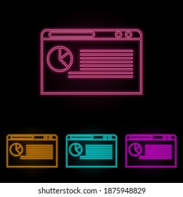 report on the browser color neon set. Simple thin line, outline vector of web icons for ui and ux, website or mobile application