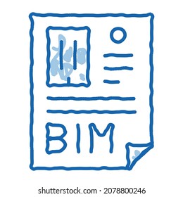 report on building information modeling sketch icon vector. Hand drawn blue doodle line art report on building information modeling sign. isolated symbol illustration
