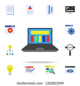 report on laptop colored icon. Programming icons universal set for web and mobile